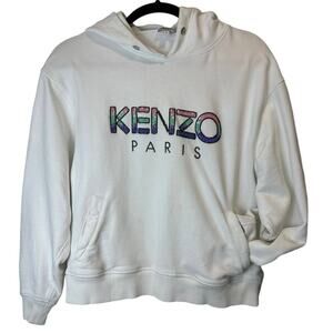 KENZO Paris White Beaded Sequin Unicorn Rare Colorful Hoodie Small Designer